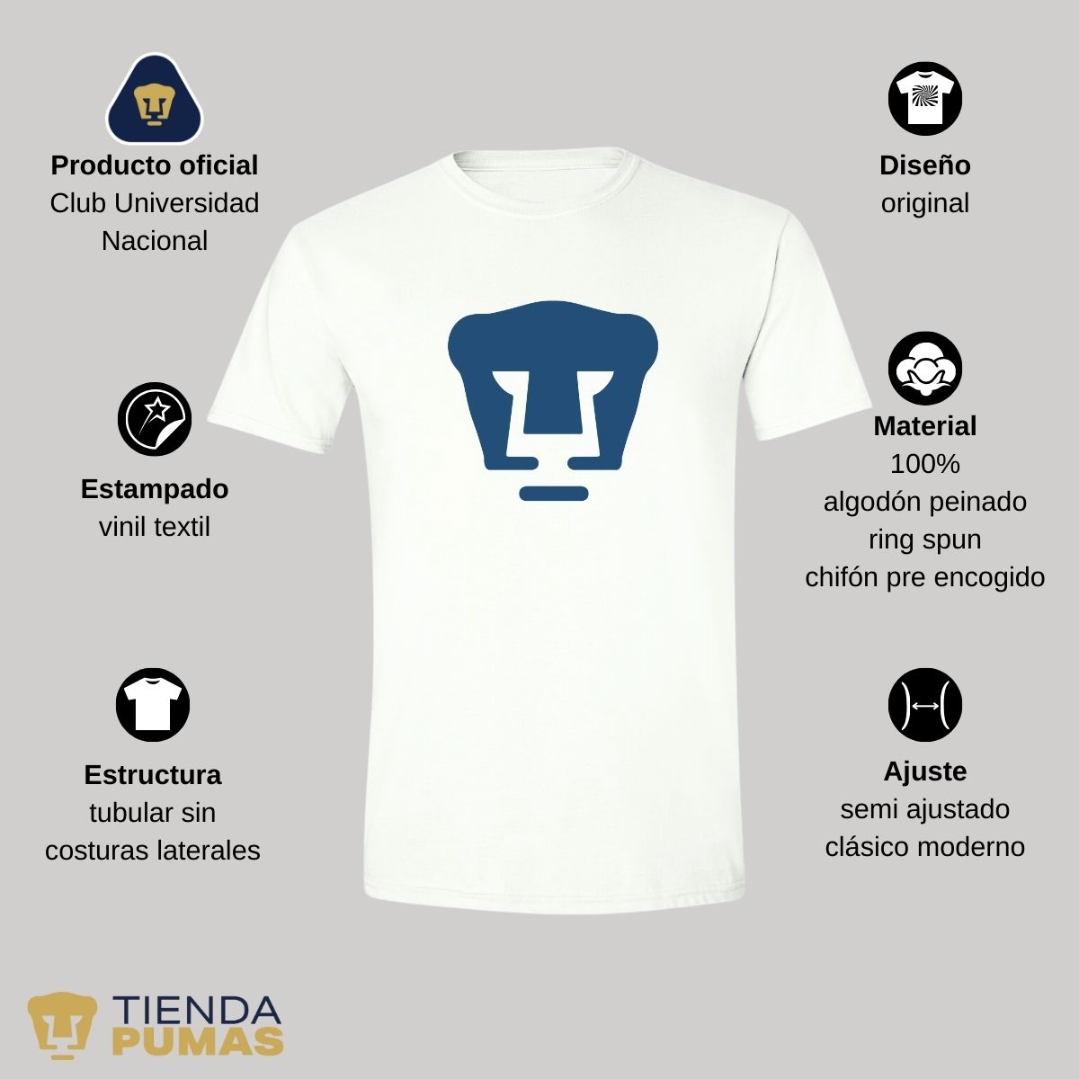 Playera Hombre Pumas UNAM Logo Azul Vinil – Tienda LIGA BBVA MX