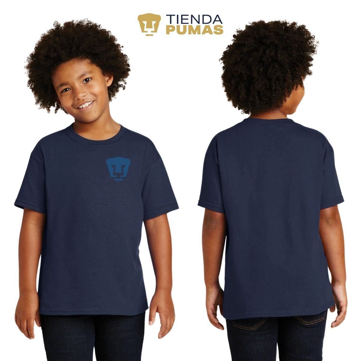 Playera Niño Niña Pumas UNAM Logo Azul Escudo – Tienda LIGA BBVA MX