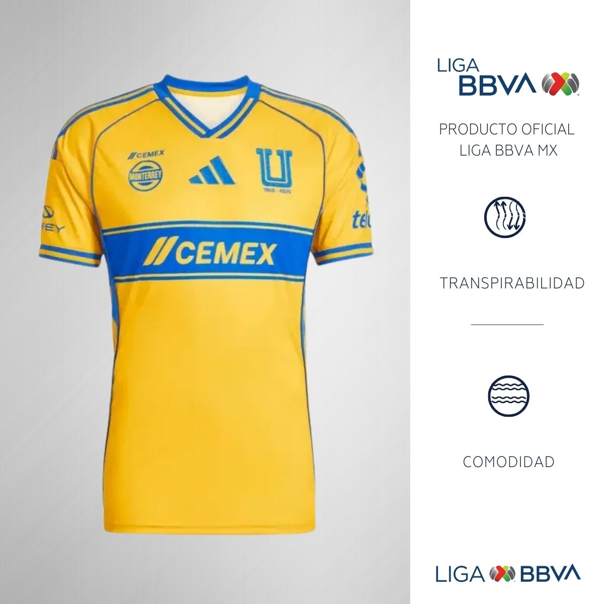 Jersey Hombre Adidas Tigres Local Fan 25/26 – Tienda LIGA BBVA MX